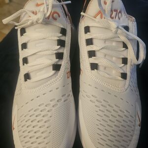 Nike Air Max 270 White and Orange Sneakers